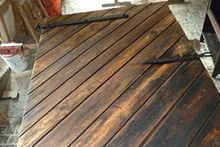 Tischler Günter Franz plant und baut: Restaurierung von zweiflügligem Garagentor mit Farbgebung, Impra Opac Decklasur Restaurierung von zweiflügligem Garagentor mit Farbgebung, Impra Opac Decklasur